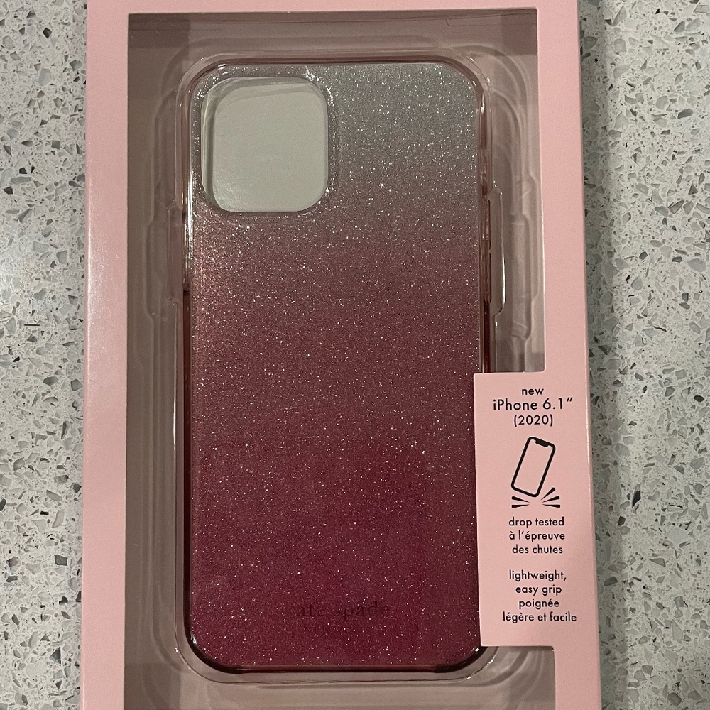 KATE SPADE Silver to Pink Ombre Glitter iPhone 12/12 Pro Cover